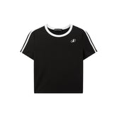 Women's Contrast Trim Embroidered Graphic T-Shirt